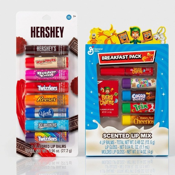 Other - Hershey's Candy & General Mills Cereal Flavored Lip Balm Gloss Bundle Set